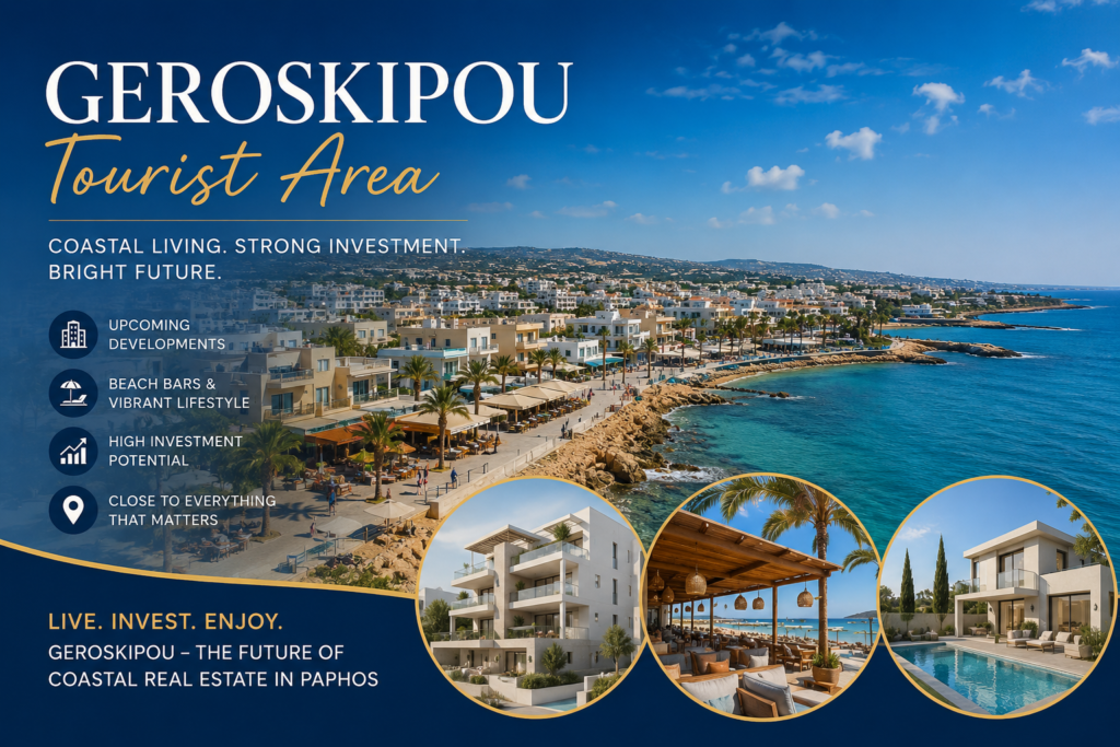 Geroskipou Tourist Area real estate and coastal developments in Paphos Cyprus